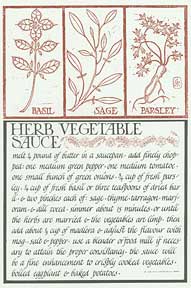 Item #05-0114 Herb Vegetable Sauce from Thirty Recipes Suitable for Framing. David Lance Goines.