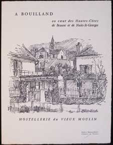 Azema-Billa, Marcel - Dinner Menu for Hostellerie Du Vieux Moulin, Bouilland, France