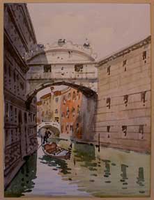 Item #05-0609 Canal in Venice with Gondolier. Toni Orsini