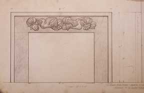 Item #05-0630 Stone Fire Place. Drawing room. Residence of Mr. and Mrs. Howard Ahmanson. Millard...