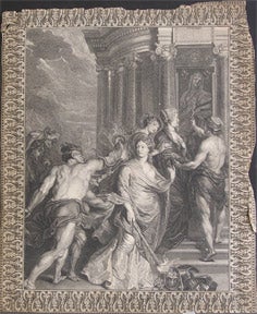 B. B. I. and S. S. - Mannerist Print with Half-Naked Men Thrusting Snakes at Bare-Breasted Woman on Building with Ionic Columns