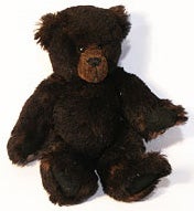 Item #05-1712 Chocolate brown mohair teddy bear. Judy van New Kirk.