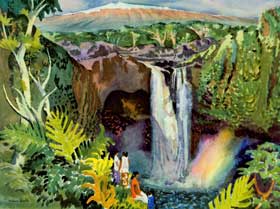 Item #05-1822 Rainbow Falls, Near Hilo, Hawaii. Millard Sheets