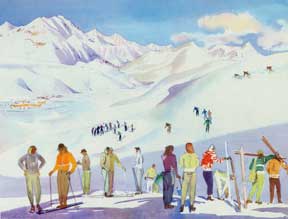 Item #05-1832 Skiing at Sun Valley, Idaho. Millard Sheets