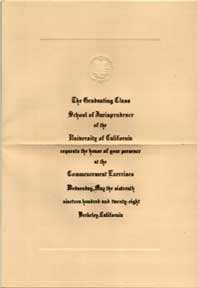 Item #05-2153 Invitation for commencement exercises, 1928. Berkeley University of California