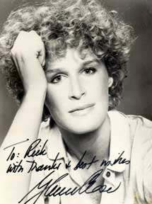 Item #05-2320 Autographed black and white publicity photograph of Brooke Shields' second cousin and Big Chill actress Glenn Close. Glenn Close.