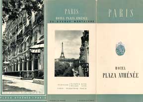 Item #07-0005 Brochure for Hotel Plaza Athénée, 25, avenue Montaigne, Paris, France. Hotel...
