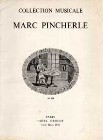 Item #07-0105 Collection musicale Marc Pincherle, Paris, Hôtel Drouot, 3-5 mars 1975. Picard...