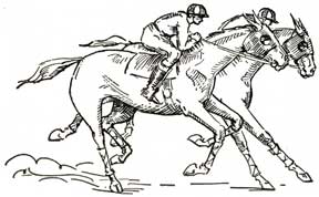 Item #07-0240 Horse race. Letterpress Metal Cut Artist