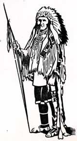 Item #07-0353 Native American in headdress. Letterpress Metal Cut Artist