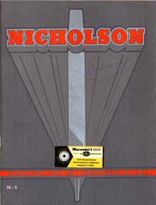 Item #07-0492 Nicholson File Company. Files and Rasps Catalog. Nicholson File Co