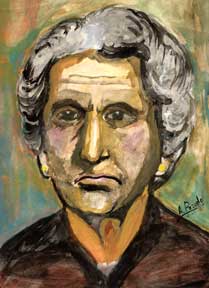 Item #07-0567 Portrait of an Older Woman with Yellow Face and Earrings = Retrato de un mujer con...