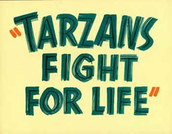 Humberstone, H. Bruce, dir - Hand-Painted Lobby Card for the Film Tarzan's Fight for Life