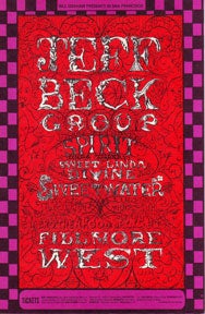 Item #07-0817 Postcard reproduction of psychedelic poster for a Jeff Beck Group and Spirit...