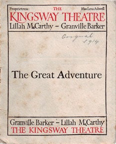 Item #07-1167 Program for The Great Adventure. Kingsway Theatre, London