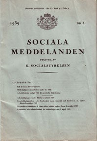 Item #07-1185 Sociala Meddelanden, Ser. F, Band 49, Häfte 5. K. Socialstryrelsen