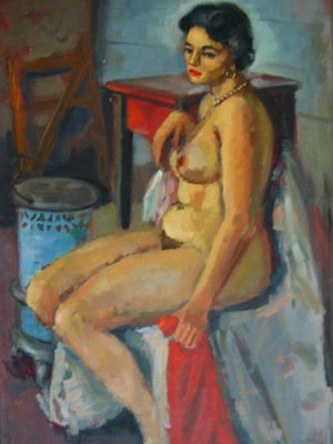 Item #07-1232 Seated Nude by a Stove. John J. Payne