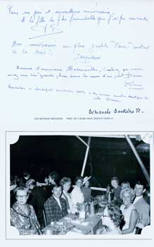 Item #08-0063 Greeting card portrait of Suzanne Thierry and guests at birthday party. Les Bateaux...