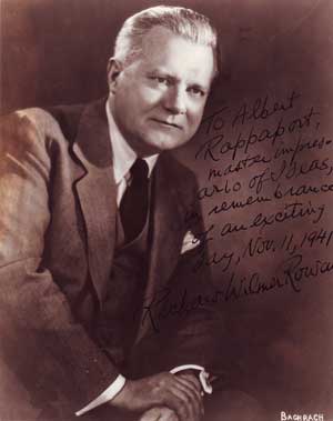 Item #08-0159 Autographed Photo portrait of Richard Wilmer Rowan (1894 - 1964). W. Colston Leigh