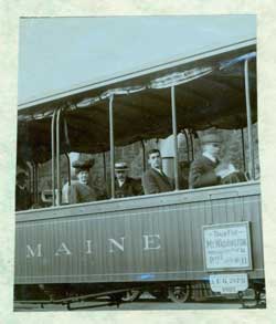 Item #08-0340 Photograph of the open train for Mt. Washington, Maine in 1905. Marie Robina...
