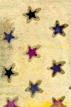 Item #08-0631 Handmade Paper and Collage with Stars. Nancy Welch