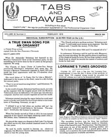 Item #08-0848 Tabs and Drawbars Magazine, v. 35 no. 2. February 1978. Pacific Council for Organ...