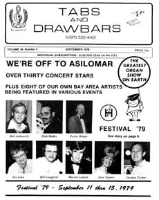 Item #08-0851 Tabs and Drawbars Magazine, v. 38 no. 3. September 1979. Pacific Council for Organ...