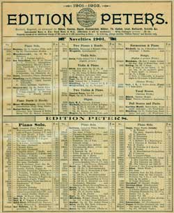 Edition Peters - Catalogue, 1901-1902