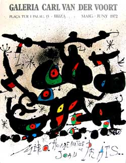 Item #08-1172 Poster for the exhibition "Homenatge a Joan Prats." at the Galeria Carl van der Voort, Ibiza. Joan Miró.