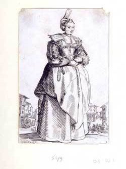 Item #08-1221 Le dame à la pettite coiffe relevée en arrière. From La Noblesse series. Jacques...