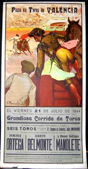Item #09-0325 Plaza de Toros de Valencia. Matadores: Ortega, Belmonte & Manolete. Carlos Ruano Llopis.