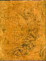 Item #09-0379 Study for a Baroque Italian fresco. Baroque artist. R. R. T