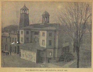 Item #10-0323 Old Ellicott Hall at Batavia, New York, built 1802. Illustrated Buffalo Express, N Y
