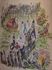 Item #10-0849 Marine Salvage in the San Francisco Bay. (Boat named Wm. S. Donovan and Martin...