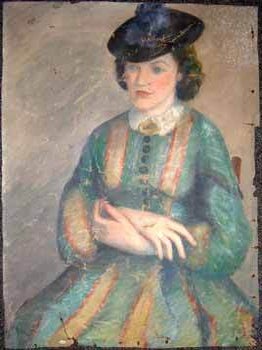 Item #10-0850 Portrait of a Woman in a Green Dress. Georgia Crittenden Bemi