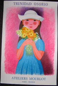 Item #10-0883 Girl with a Bouquet of Flowers. Muchacha con flores. Trinidad Osorio.