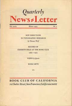 Book Club of California - Quarterly News-Letter. Vol. 39, No. 1