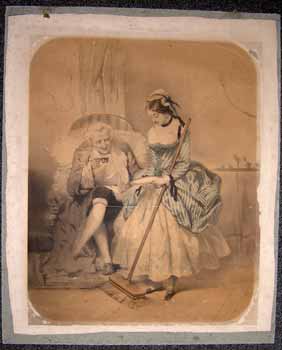 Item #11-0130 [Elderly gentleman drinking tea and chatting with maid]. Georges Belin-Dollet, after Eugene Guérard.