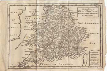 Item #11-0156 The South Part of Great Britain Divided into its Counties, with Roads &c. H. Moll.