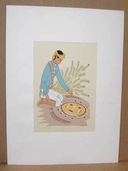 Item #11-0285 Navaho Boy Painting. Harrison Begay