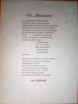 Item #11-0486 The Monastery. Lee Harwood