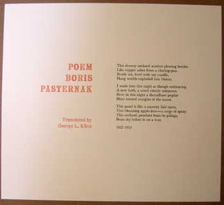 Item #11-0494 Poem. Boris Pasternak