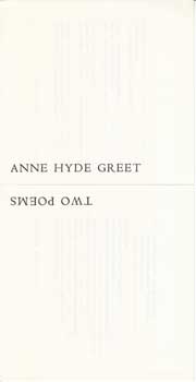 Item #11-0504 Two Poems. Anne Hyde Greet