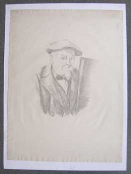 Item #11-0969 Cézanne au beret devant un chevalet. (Cézanne wearing a beret before an Easel). Paul Cézanne.