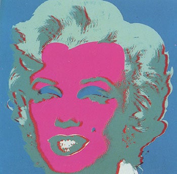 Item #11-1057 Marilyn Monroe 1967 in Flax Blue, Seafoam, Dark Turquoise, Rose and White. Andy Warhol, After.