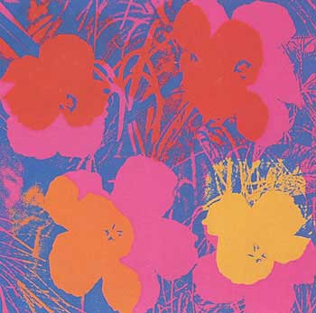 Item #11-1060 Flowers 1970 in Wisteria Blue, Carmine, Crimson, Carrot Red and Chrome Yellow. Andy Warhol, After.