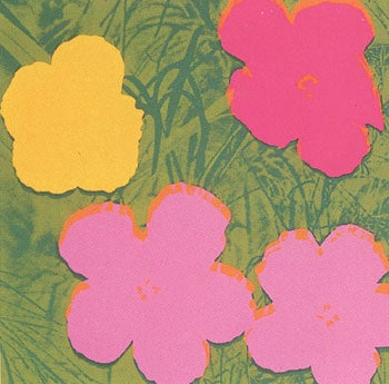 Item #11-1062 Flowers 1970 in Spring Green, Pine Green, Rose, Rose Pink and Buttercup Yellow. Andy Warhol, After.