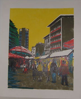 Item #11-1121 Markt in Grenchen (Schweiz - Switzerland). W. L., Grenchen Künstler.