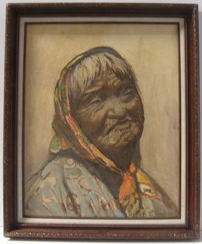 Item #11-1124 Old Indian Basket Weaver or Ramona - Basket Weaver. Joseph Hastings Bennett