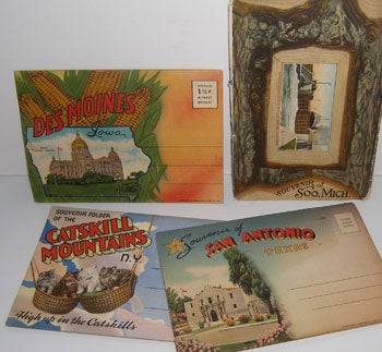 Western Publishing & Novelty Co. (Los Angeles, Calif.), etc. - Souvenir Folders of San Antonio, Texas; Catskill Mountains, N.Y. ; Des Moines, Iowa; and Soo, Michigan